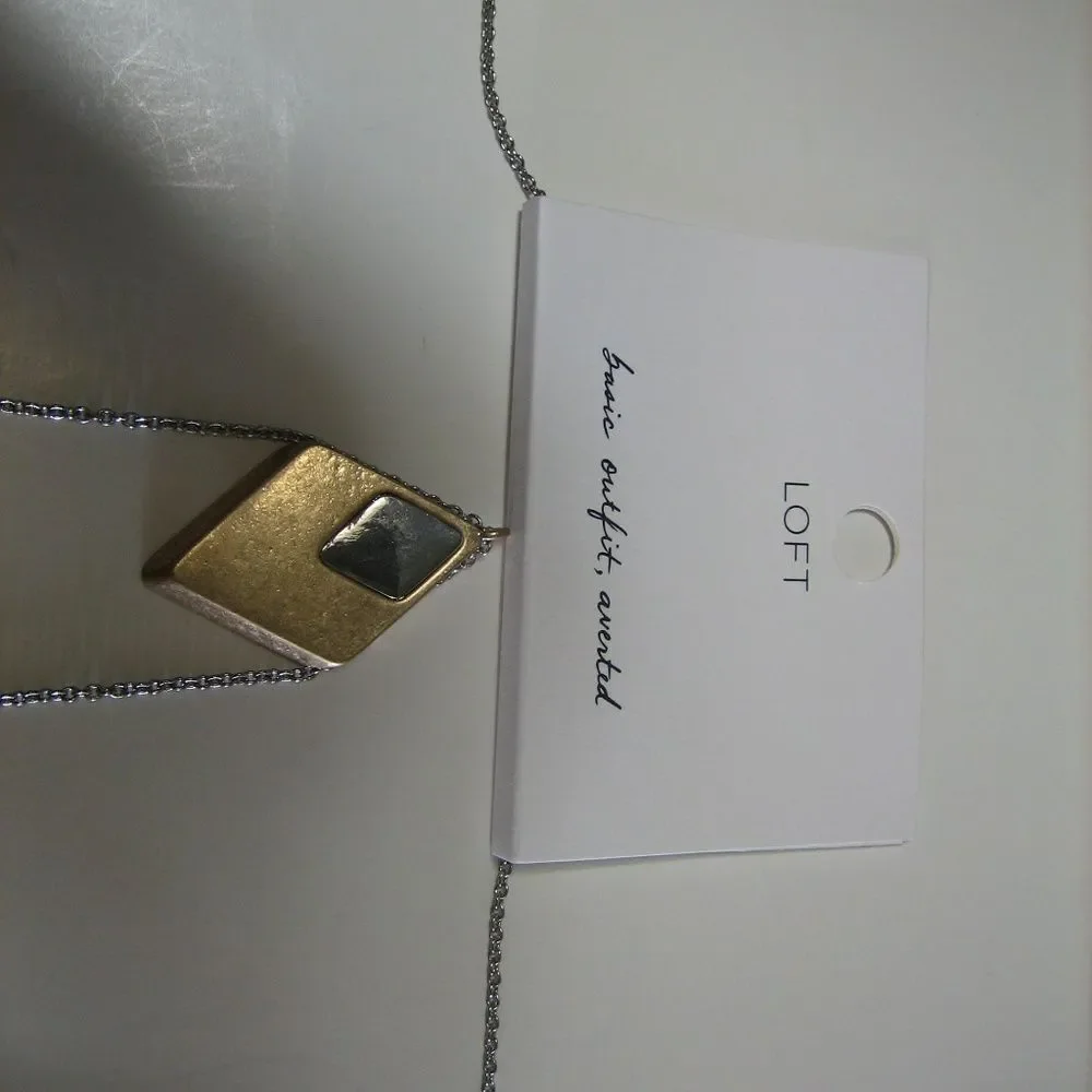 Ann taylor LOFT Gold Silver Pendant Necklace NWT 39.50
